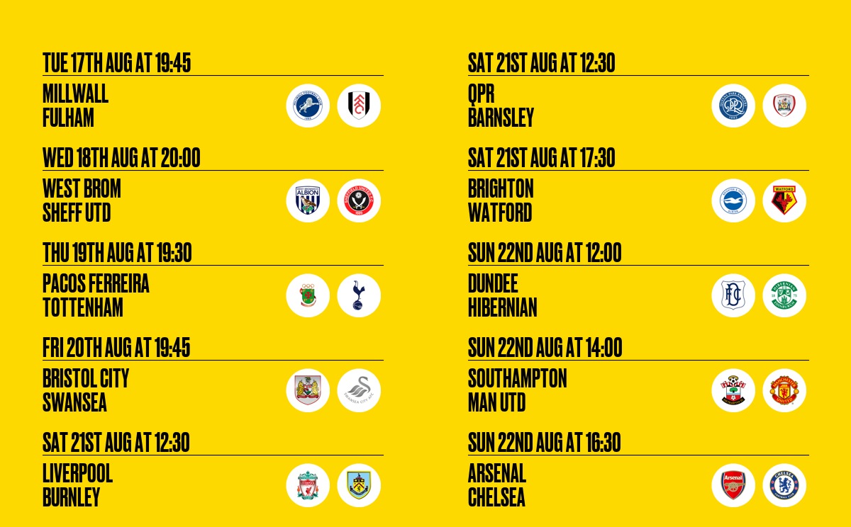 It's the start of a new week. 

Here are all the games we will be showing this week. All of these fixtures will be on our big screen with sound. 

Only one place to watch the footy this season.......
matchpint.co.uk/view-o-neills-…
