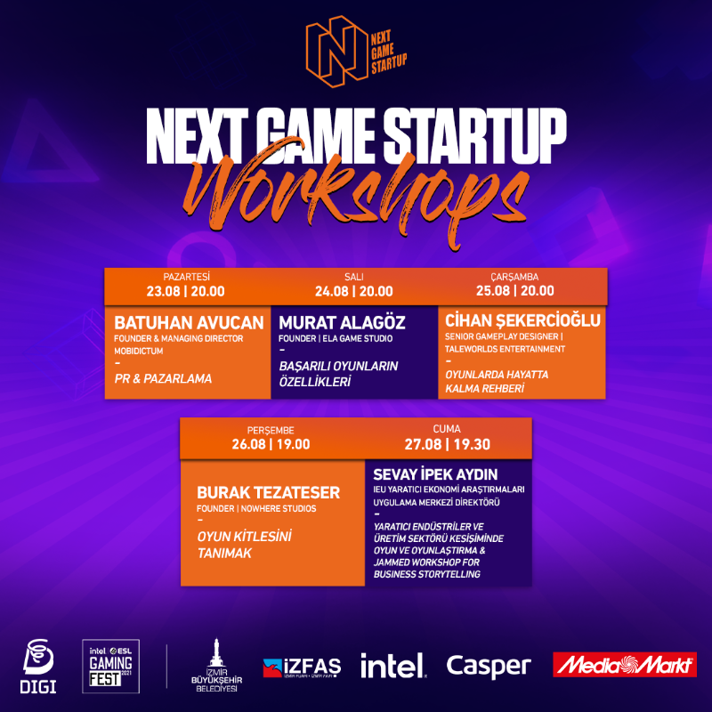 NextGameStartup's tweet photo. 🗓️💫 Birbirinden değerli konuşmacılar ve eğitmenlerle yapılacak Next Game Startup workshopları ile yarışmacılar seviye atlayacak! #nextgamestartup #ngs2021