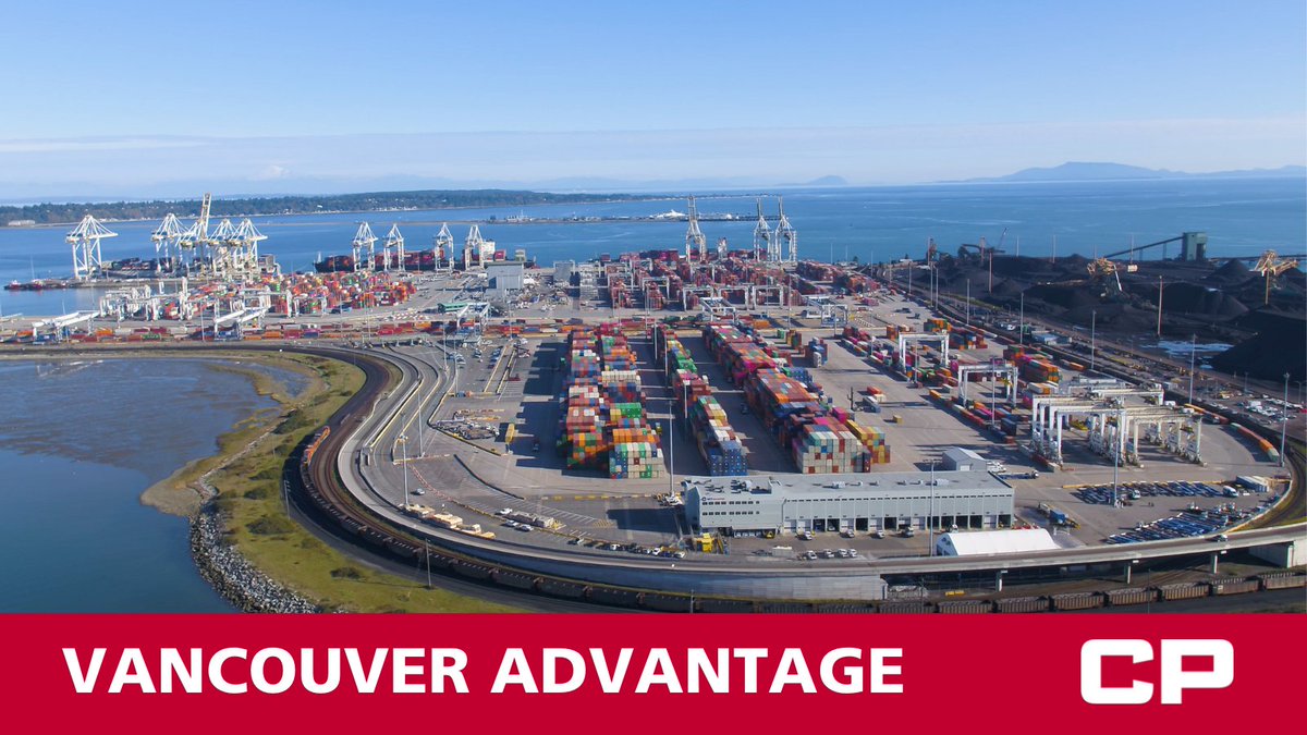 CPKCrail's tweet photo. CP offers exceptional freight solutions to meet your growing business needs through the Port of Vancouver, the flagship of Canada’s Pacific Gateway. Shippers benefit from faster transit times and improved asset utilization. #VancouverAdvantage #CPConnects https://t.co/xQroq0ymvQ