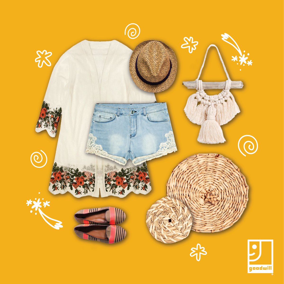 GoodwillMokan's tweet photo. Some style inspo for the ☀️🌴🎨🪕#beachcore🪕🎨🌴☀️ babes~
#ShopGoodwill #BringGoodHome #BacktoSchool #GoodwillFinds https://t.co/3SBae62D3F
