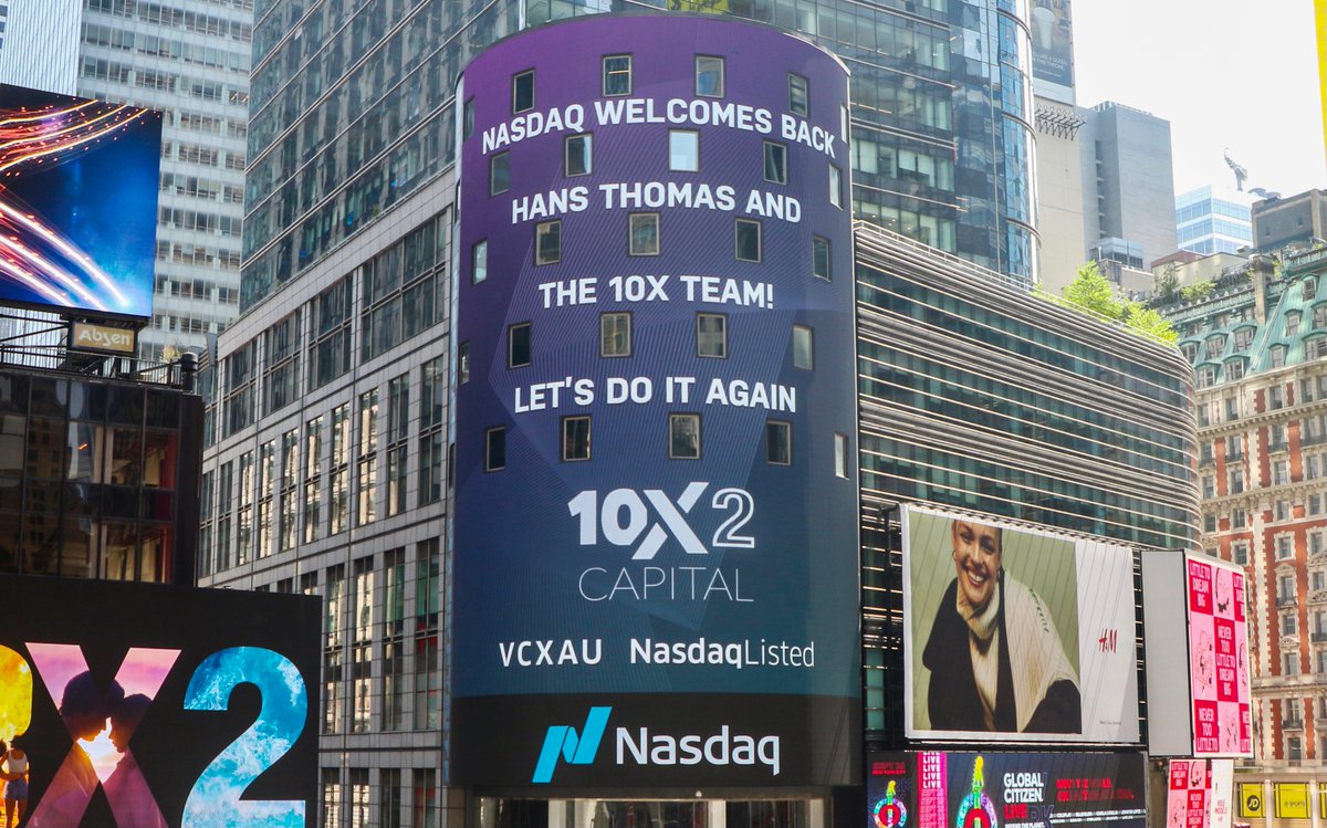 10XCapitalUSA's tweet image. 10X Capital on the @Nasdaq Tower in @TimesSquareNYC for the closing of our latest #SPAC #IPO.  We are now actively speaking to #targets for our next #SPAC, so please reach out if you&apos;d like to chat. 

Press Release:
globenewswire.com/news-release/2…