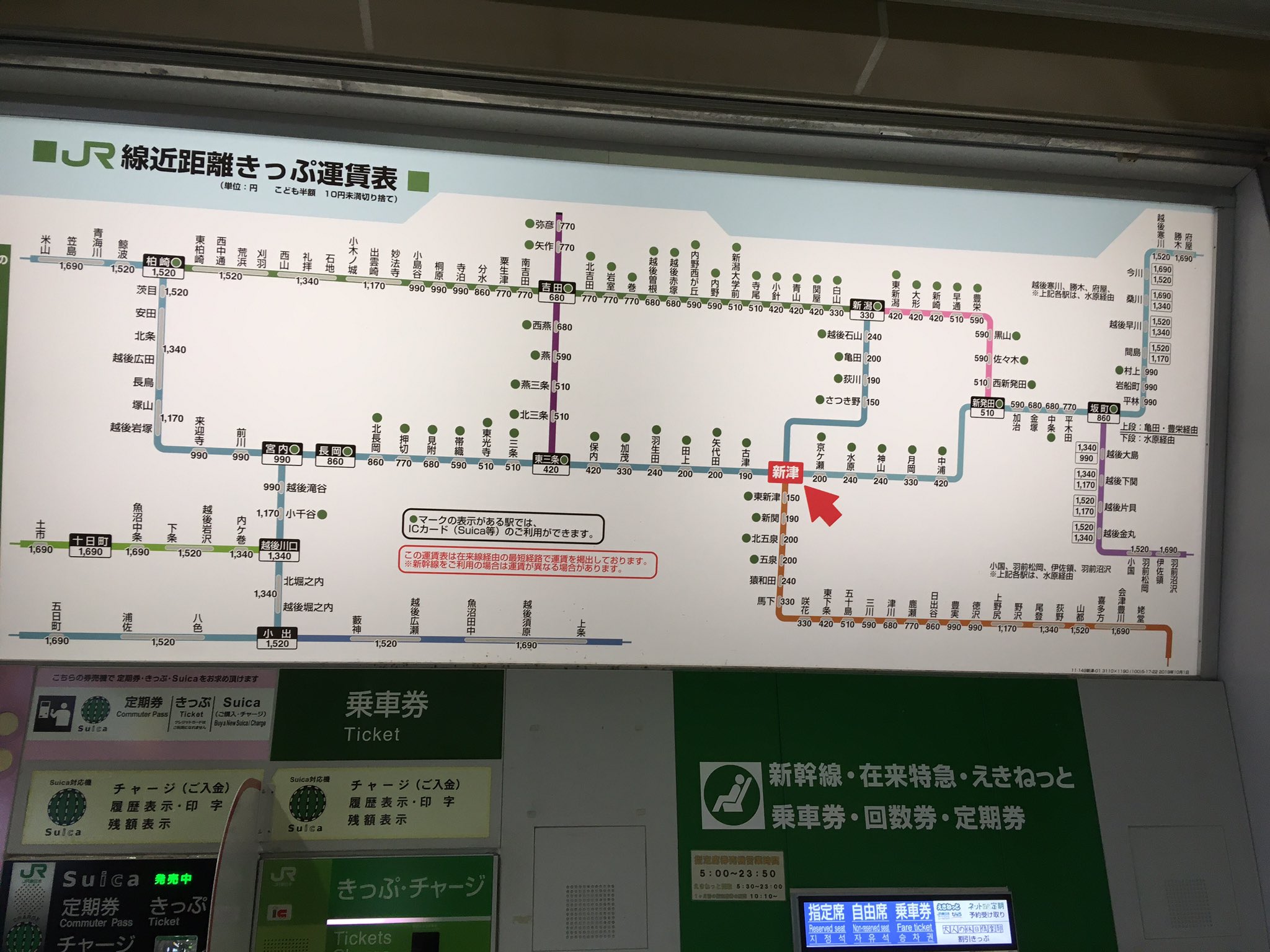東武東上線 券売機運賃表