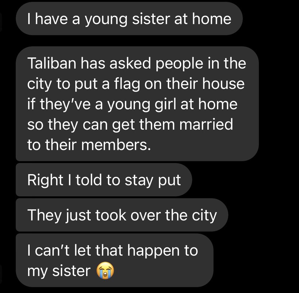 Vinur minn er frá Afganistan og sendi mér þessi skilaboð. Hann er ráðalaus á Íslandi á meðan fjölskyldan hans, heimabærinn og heimaland er í algjöru uppnámi. Við getum ekki einu sinni reynt að setja okkur í sporin en við getum hjálpað. Ekki loka augunum!