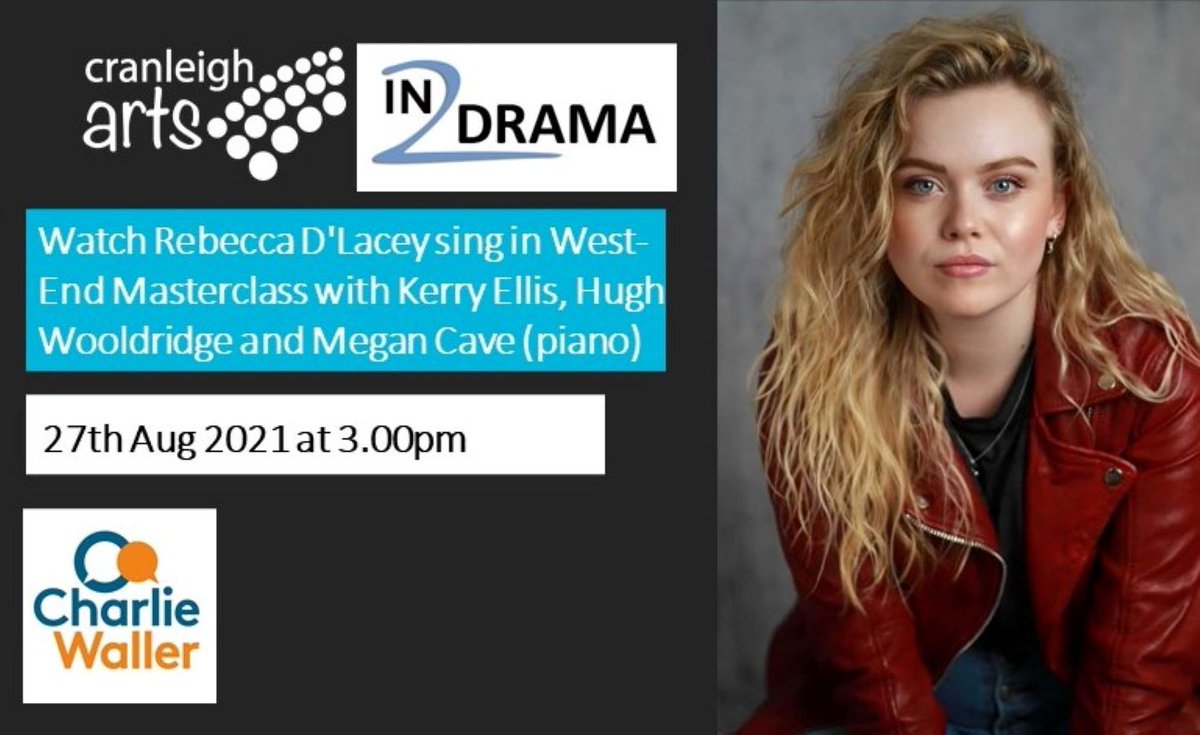 Unique opportunity! @In2drama are coming to Cranleigh Arts centre this month to deliver a West-End masterclass.  Come and watch international musical performer <a href="/kerryjaneellis1/">.</a>  and writer and director <a href="/HughWooldridge/">HughWooldridge</a>  along with talented young professional <a href="/rebeccadlacey/">Rebecca d'Lacey</a>.
