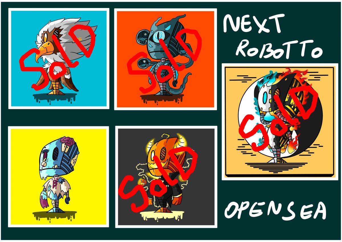 ONLY 1 lef
NEXT ROBOTTO #98
0.008 ETH
Opensea:opensea.io/collection/nex…

#nftart #NFTCommunity #NFTcollector #NFTlover #nftgallery #NFTTHAILAND #NFTartist #OpenSeaNFT 
#opensea