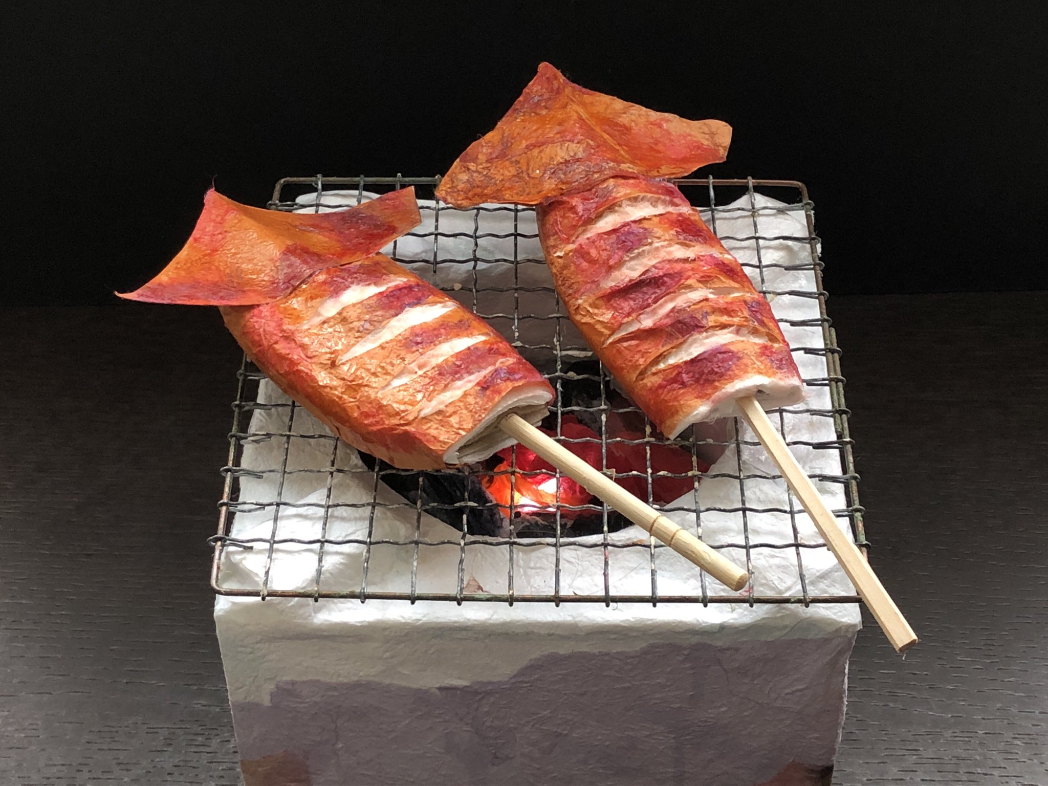 メガネのおじいちゃん イカ焼き 焼いてるとこ Amp 屋台バージョン 和紙 食品サンプル フェイクフード ハンドメイド T Co Cpocan84vj Twitter