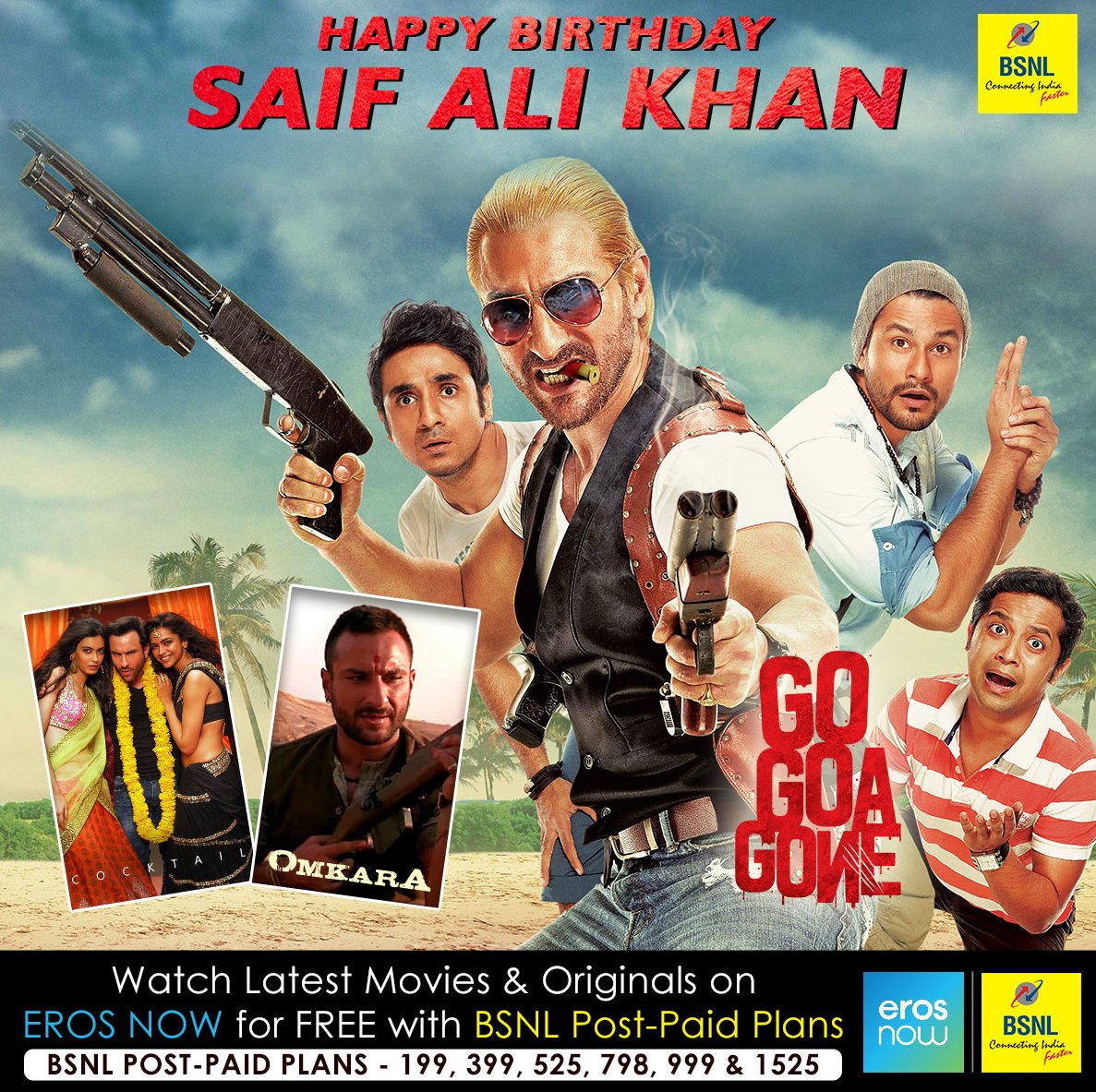 Watch latest movies and originals on NOW for FREE on BSNL post paid plans.
Happy BirthDay Saif Ali Khan. 