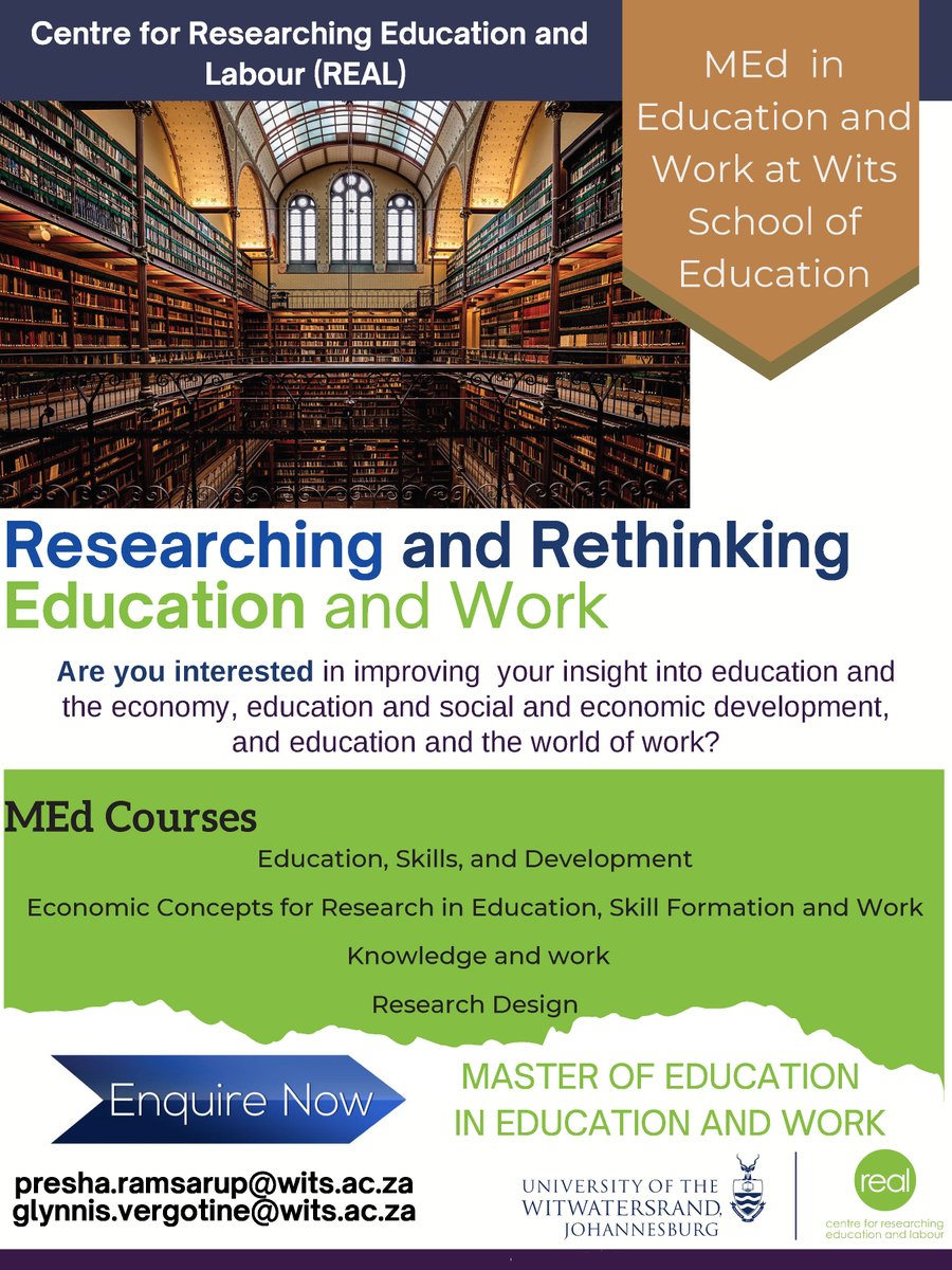 We are accepting applications for our MEd in Education and Work Programme. Apply! Closing date 30 September 2021.