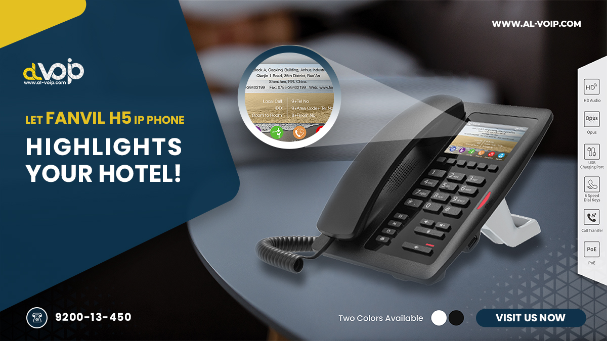 AlvoipDotCom's tweet photo. Let #Fanvil_H5 #IP_Phone highlights your hotel!  
Enrich your guests' experience with the powerful IP phone for hotels to keep them connected.
Contact us for more information:

Website: https://t.co/lU4JCvvmIq
E-mail: info@al-voip.com
Tel: 920013450 
Whats app: +(966) - 138177183 https://t.co/ayWt5gtgR0