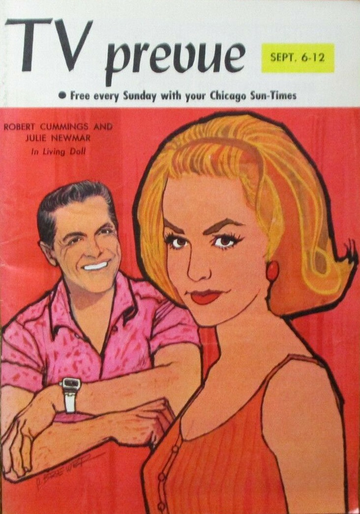 Happy Birthday to Julie Newmar, born on this date in 1933.
Chicago Sun-Times TV Prevue.  September 6-12, 1964 