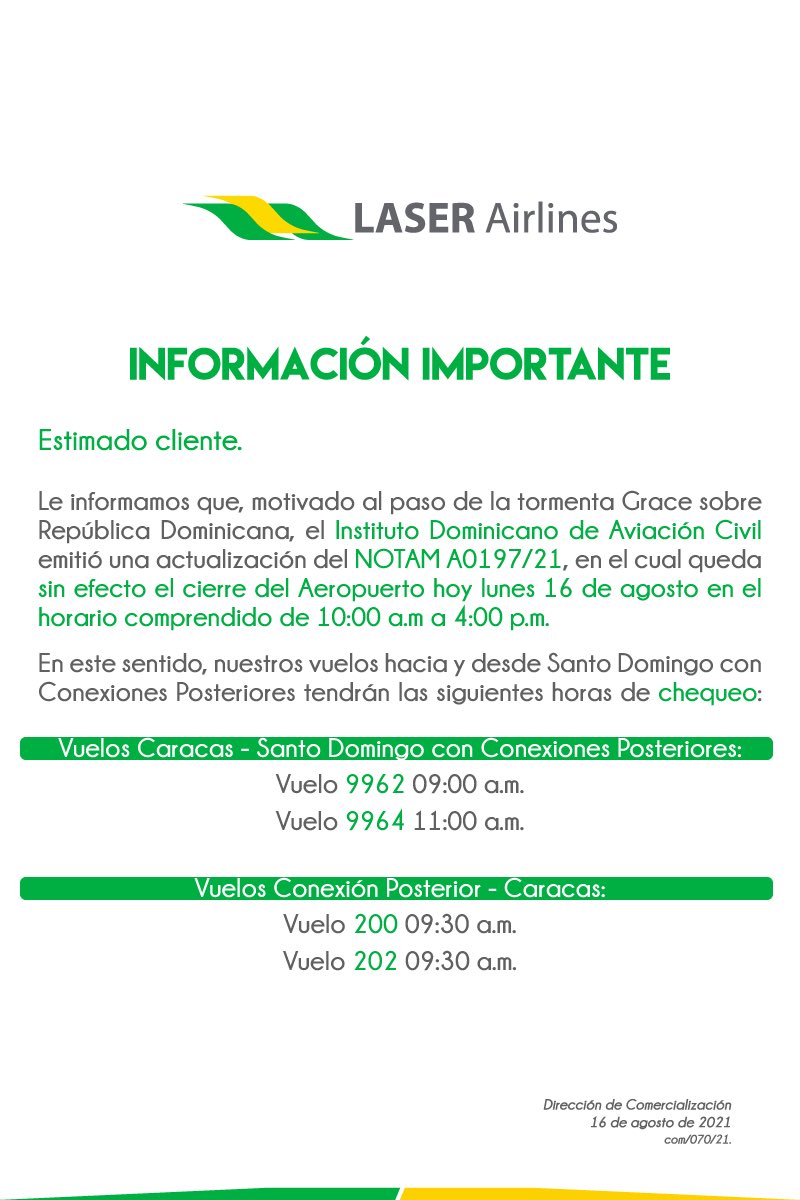 Laser Airlines tweet media