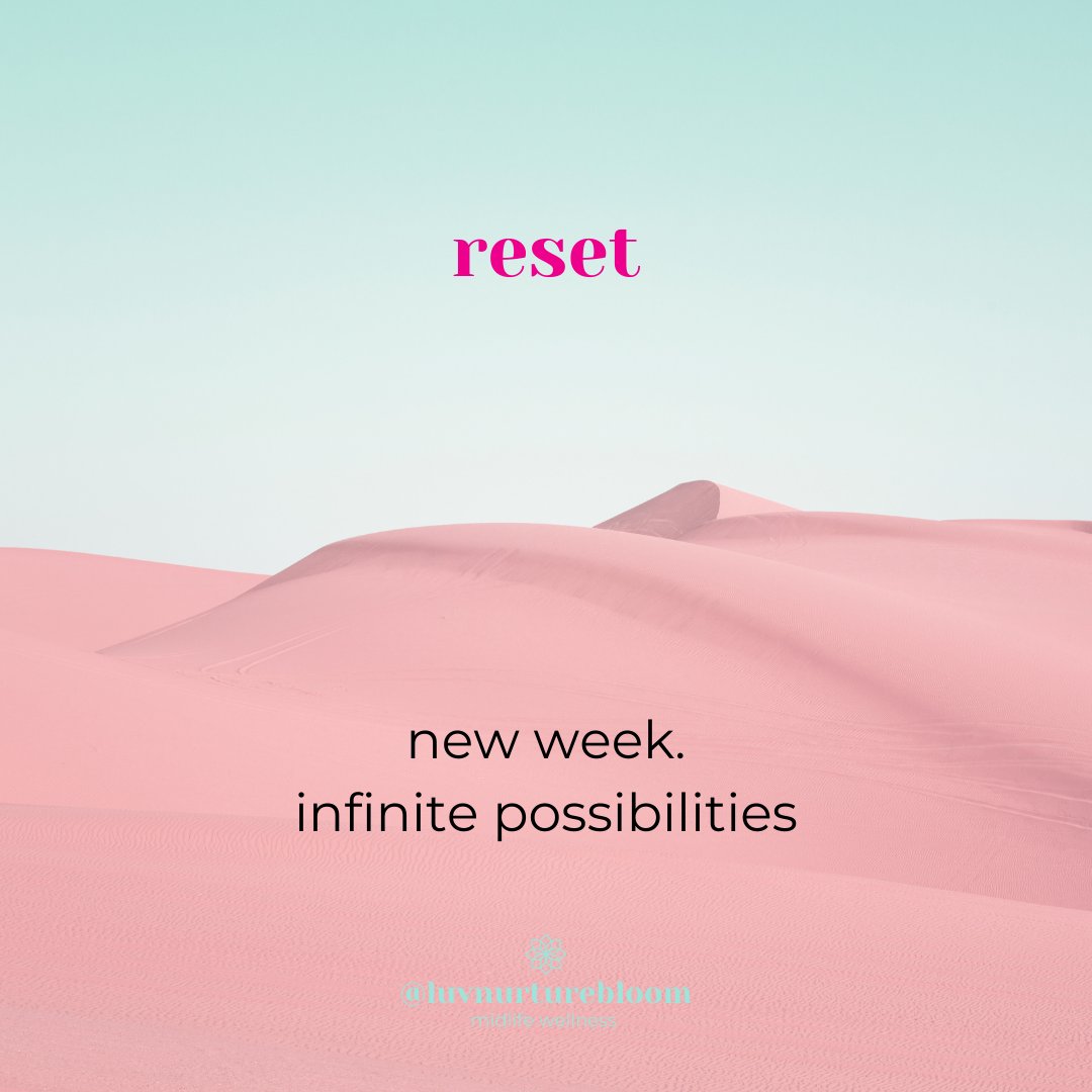 Happy Monday! A fresh new week with infinite possibilities...

What do you want for yourself this week? 
What behaviors will support you to make that happen?
#midlifeawkening #meditation #breathe #menopause #midlifewomen #midlifejourney #womenover50 #infinitepossibilities