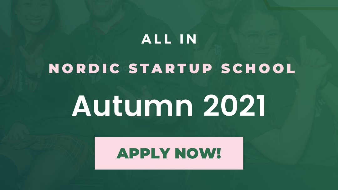🎓 NORDIC STARTUP SCHOOL PROGRAM – APPLY BY 31.08

Apply now for a 3 month #acceleration program by <a href="/SchoolStartup/">Nordic Startup School</a> that grows #startups through #bootcamps, #workshops, #mentoring, #investment and #networking!
👉 nordicstartupschool.com/programs/nss-s…