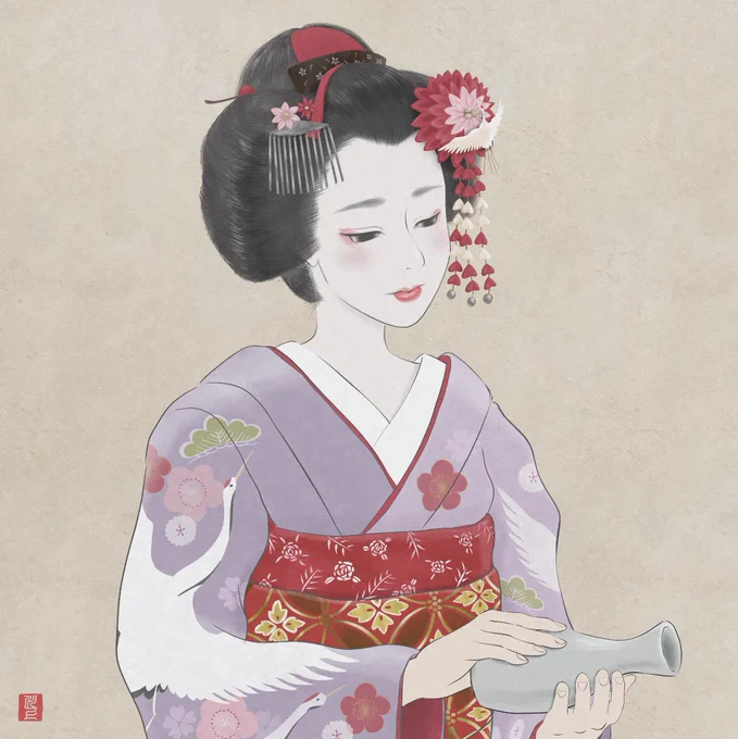 お酒を注ぐ舞妓さん 
完成しました!

明日はもうひと作品も進捗アップします😊
#舞妓 