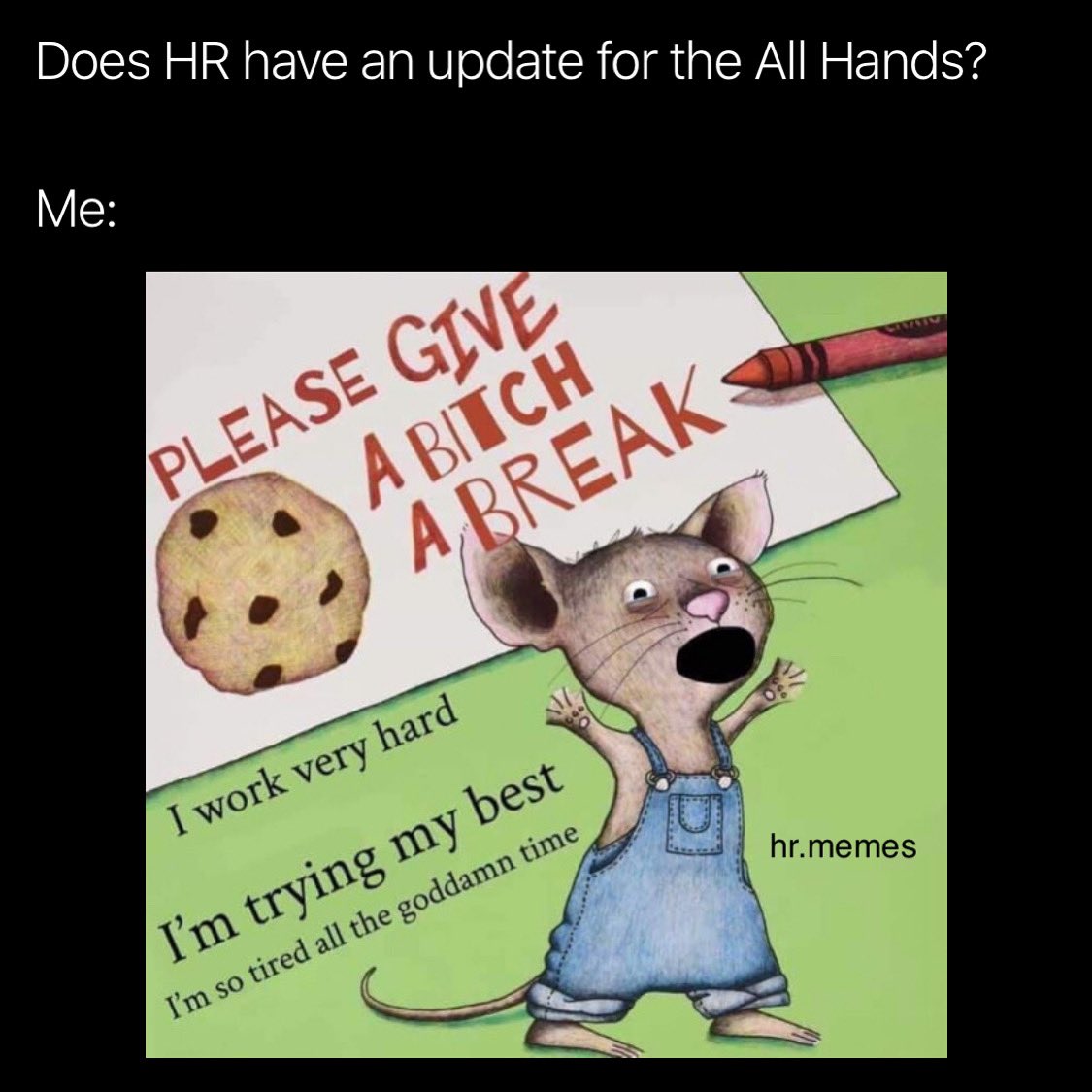 #HRUpdate #OurMessage #AllHands #WeAreTrying #WeAreHR #Heart #hrwithoutbullshit #hrmemes #recruitingmemes #hr #humanresources #talent #shrm #HRBlog #talentadvisor #hrpositive #nextchat #culture #HRBooks #HRMS #hrtribe #hrconsultant #shrmblogger18 #hrtechconf #SHRMHRNews