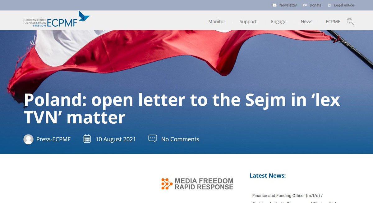 BalkansCaucasus's tweet image. In #Poland worrying signs of #mediacapture, we co-signed a letter to the Parliament about the #lexTVN, against foreign investors in media @MediaFreedomEU buff.ly/3iPlhwb