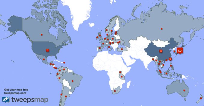 My followers are in Japan(52%), China(11%)
Get your free map https://t.co/q8kROzA4nu 