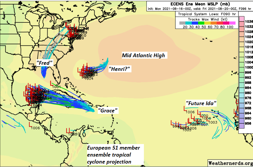 wxeringheights's tweet photo. #Atlantic Hurricane Basin getting rather active now in mid to late August. Immediate threats include a weak #TSFred with landfall Tuesday afternoon. #Grace a depression flooding western #Haiti headed south of #Cuba. A intermittent disturbance east of #Bermu... https://t.co/IbZ7ihXwb9