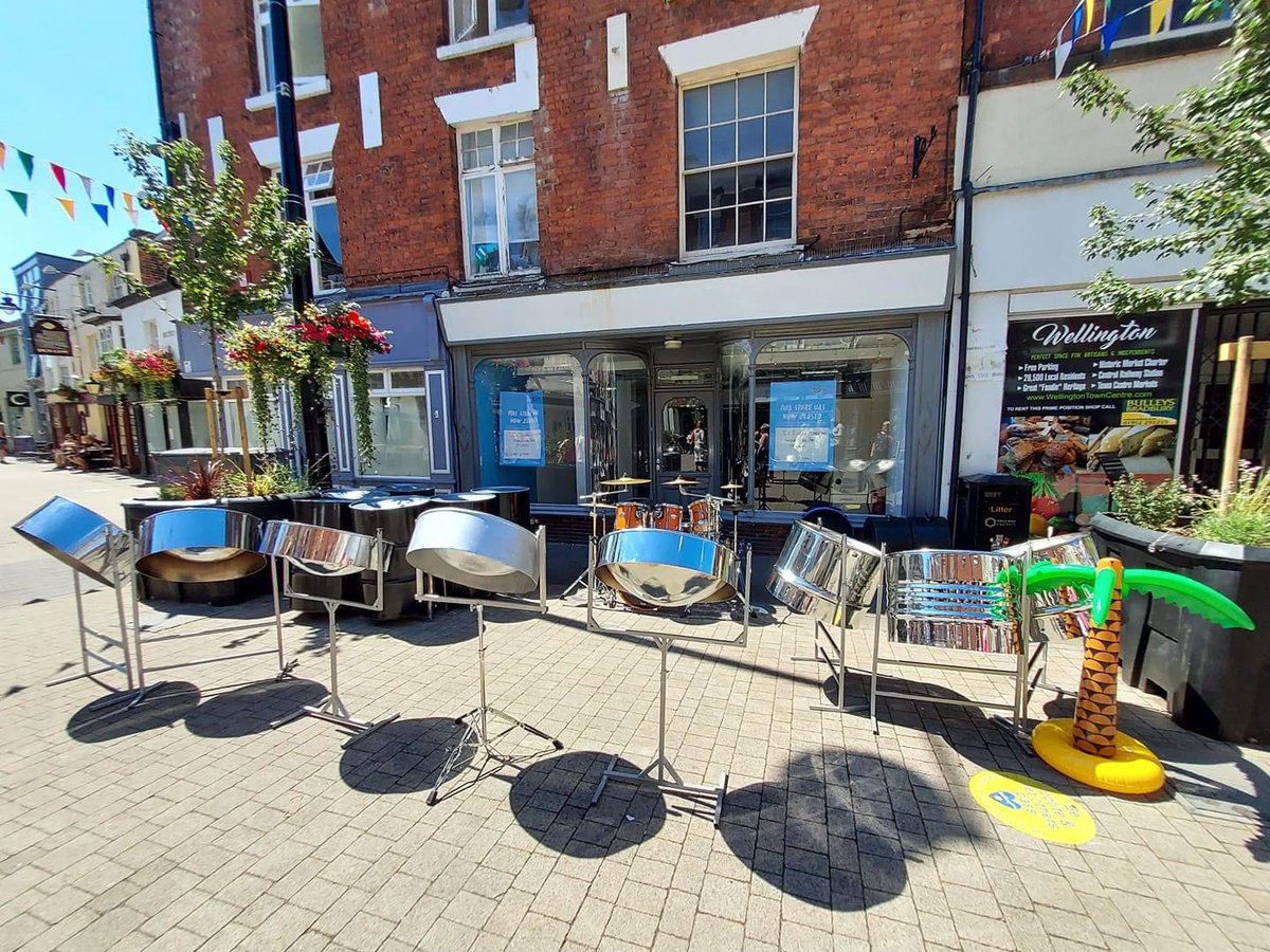 LoveWellington1's tweet photo. #Telford Steel Band ๐ด are back in action next Saturday 21 Aug from 11 in the the Market Square in #Wellington . Time to get some sunshine ๐ back! #livemusic #steelband #LoveWellington #Shropshire #LoveWhereYouLive #LetsGetLocal #SupportLocal #LocalEconomy https://t.co/jo4ntSDo5D