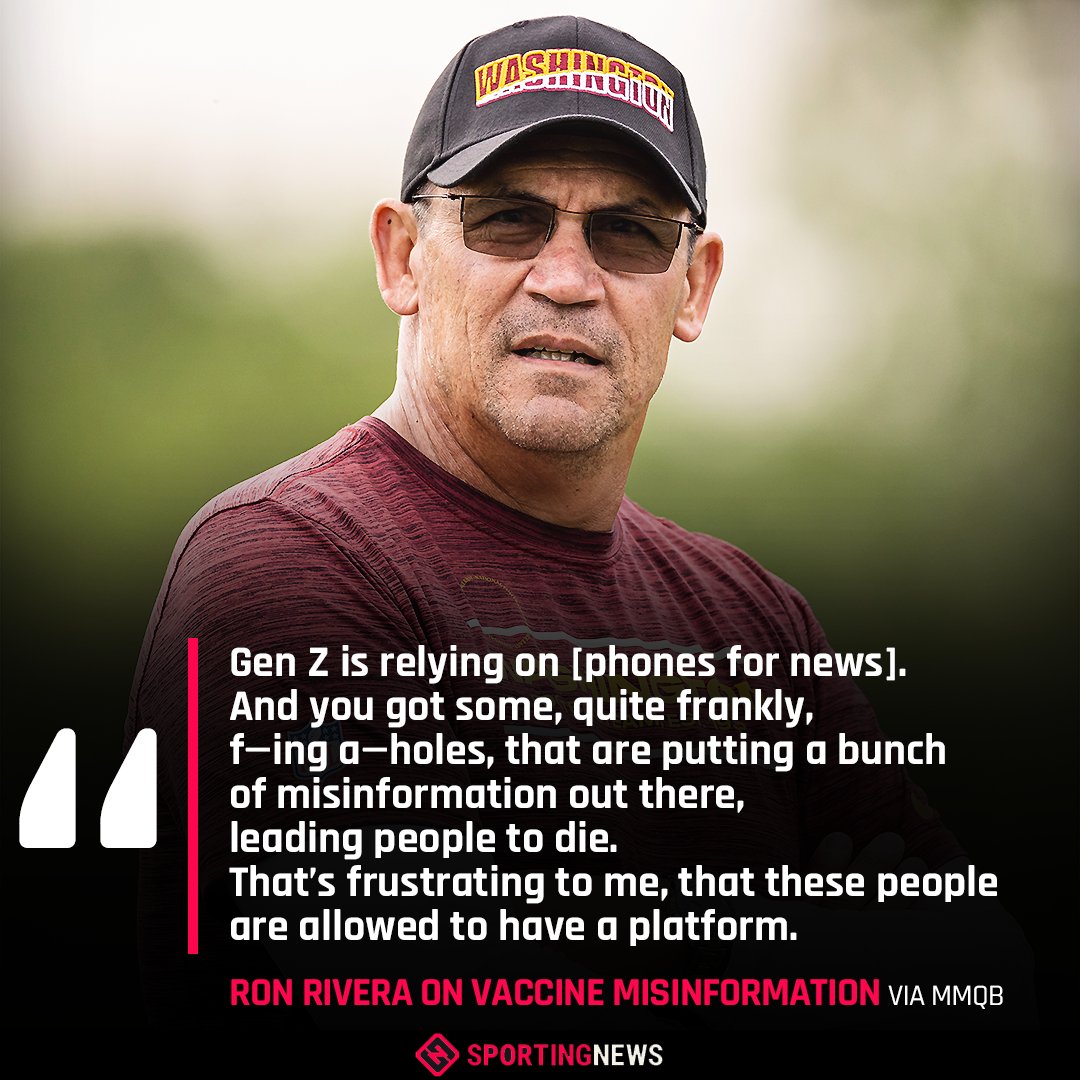 Ron Rivera speaks out against COVID vaccine misinformation.