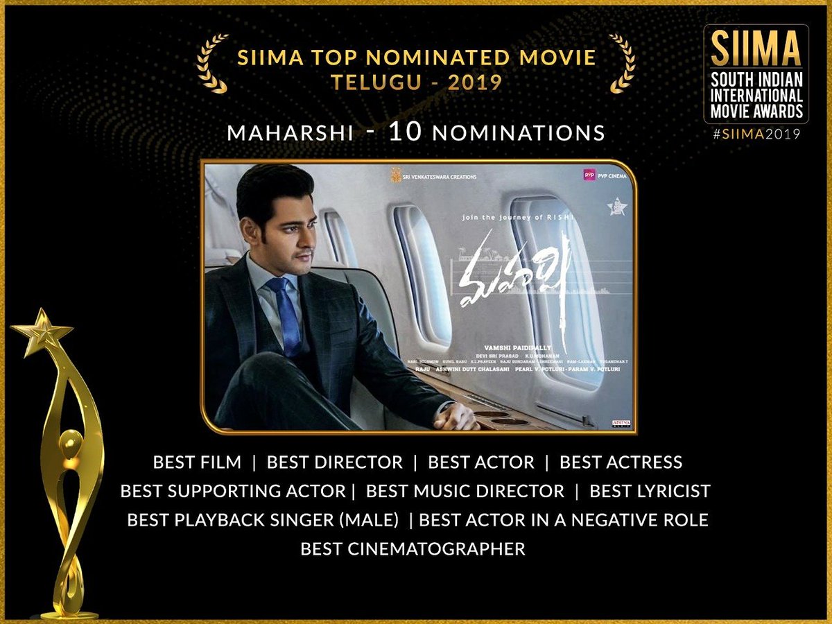 siima's tweet photo. SIIMA, the most popular awards show in South India announces its nominations for 2019.
 
Maharshi (Telugu), Asuran (Tamil), Yajamana (Kannada) and Kumbalangi Nights (Malayalam) are leading the SIIMA Nominations for 2019 in the respective Languages.
.
.
.
#SIIMA #Nominations https://t.co/QXEI9joJ0S
