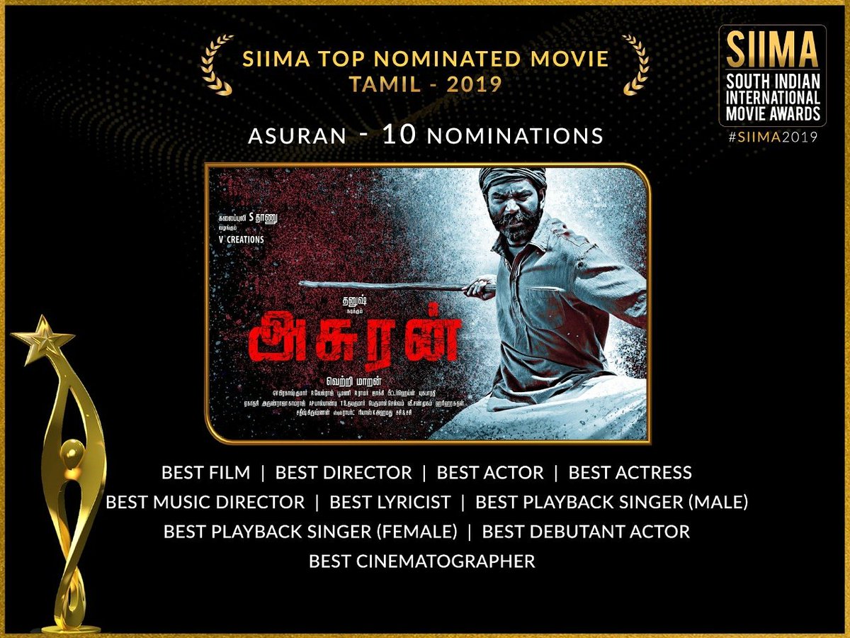 SIIMA, the most popular awards show in South India announces its nominations for 2019.
 
Maharshi (Telugu), Asuran (Tamil), Yajamana (Kannada) and Kumbalangi Nights (Malayalam) are leading the SIIMA Nominations for 2019 in the respective Languages.
.
.
.
#SIIMA #Nominations