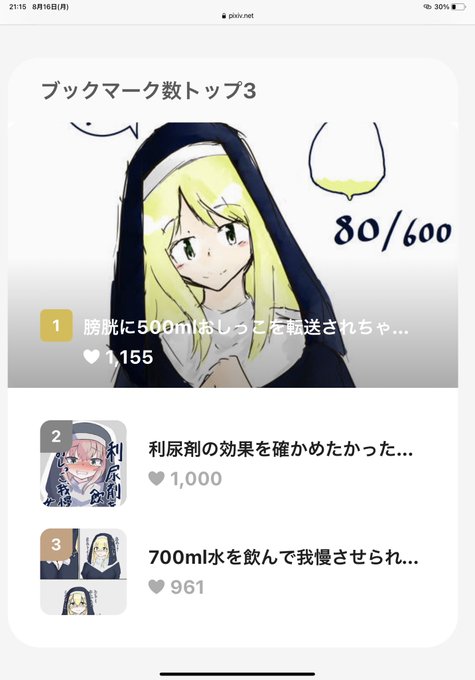 利尿剤おもらし見習いちゃんが1000ブクマ超えました!
ありがとうございます! 