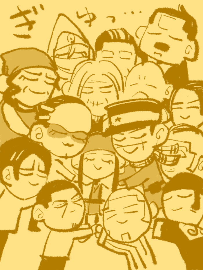 みんな仲良くぎゅっとして と 最凶のわるわる顔を見せてくれ と ど つるみさんらと遊ぶ会のイラスト