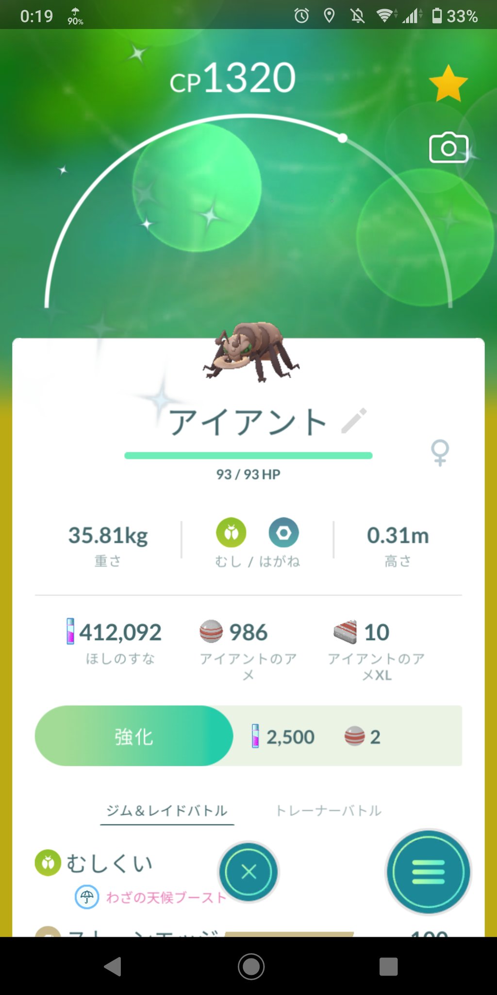 最速 アイアント 色違い