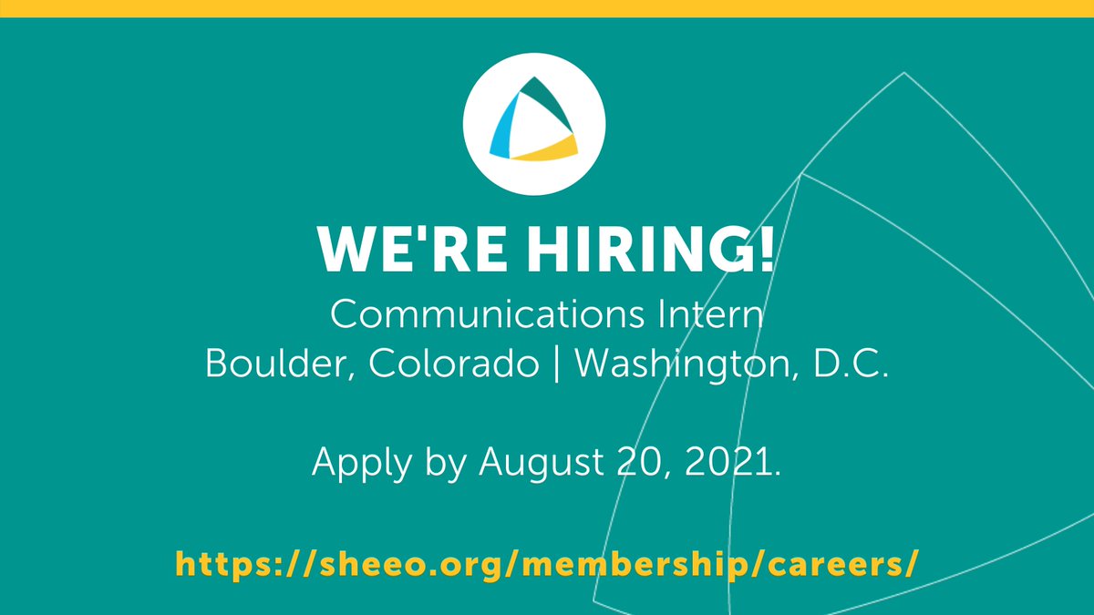 It’s the last week to get your application in for SHEEO’s communications internship (paid position). For the full job description and more information, visit bit.ly/2UCVAp0. Full consideration will be given to those who apply by this Friday, August 20.