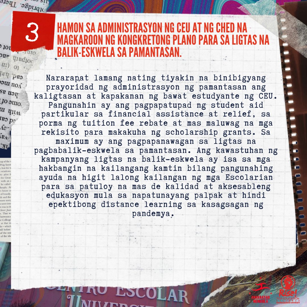ABMendio's tweet photo. Sa halos dalawang taong pag-iral ng pandemya, napatunayan ang palpak at hindi epektibong distance learning na kasalukuyang moda ng pag-aaral upang umangkop sa restriksyon ng community quarantined at pagsasara ng mga paaralan at pamantasan.
#CEUFirstDayFight
#LigtasNaBalikEskwela https://t.co/77HaYk7Yt1
