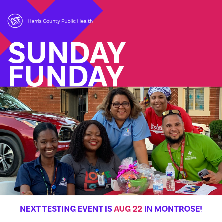 Testing123HTX's tweet image. SAVE THE DATE: August 22 in #MontroseHouston for #hivtesting and #syphilistesting! #HarrisCountyFreeServices