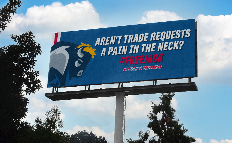 OhRyanMead's tweet photo. Buffalo, 

The time has come.

Starting today for the next two weeks in honor of our 300th episode:

Blueshirts Breakaway has purchased a billboard on I-190 next to the Buffalo Sabres KeyBank Arena demanding an Eichel trade.

We all want this Jack Eichel saga to end.

#FreeJack https://t.co/RNVQToorFK