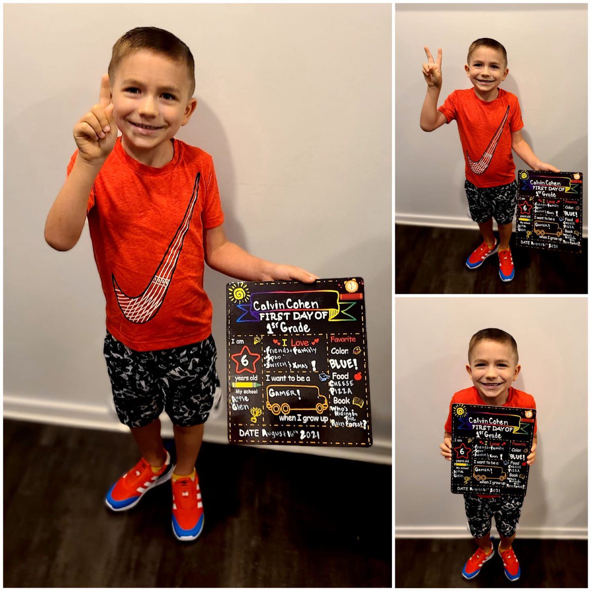 1st grade ready! Cal, love you buddy! #backtoschool #stoptime #iloveyou