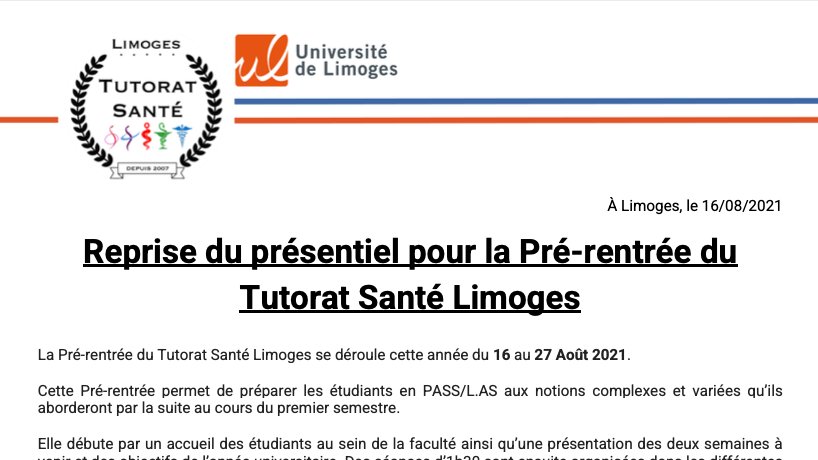 Tutorat Santé Limoges tweet media