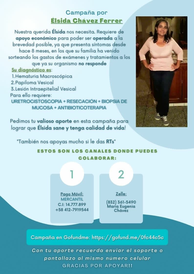 ExVirginn's tweet photo. Gente bonita, ella es mi cuñada, 44años, mamá de 2 (9 y 7a) cada día sin éste procedimiento su condición empeora, como familia unida llegamos al límite de nuestra capacidad económica, necesitamos ayuda. Díos les retribuya su gran apoyo 🙏

https://t.co/e9FpYAWPNV

#SOSElsida https://t.co/ItuuOo4w6z