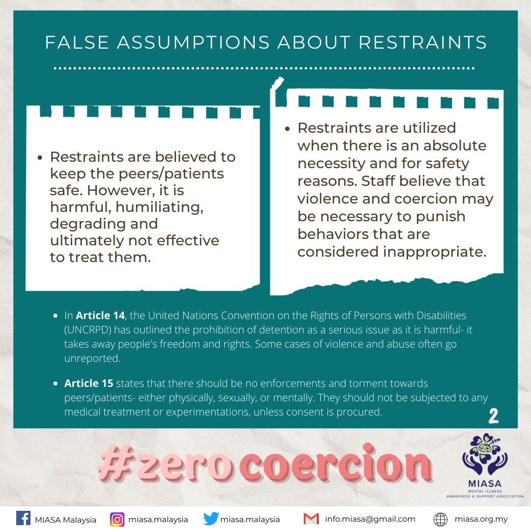 MIASAMalaysia's tweet photo. We would like to hear from you! 

Building up to our #zerocoercion campaign, we would like to compile stories and experiences from those that have gone through any types of forced treatment be it forced admissions to hospitals and mental institutions, taking medication, https://t.co/07GT5UrNP0