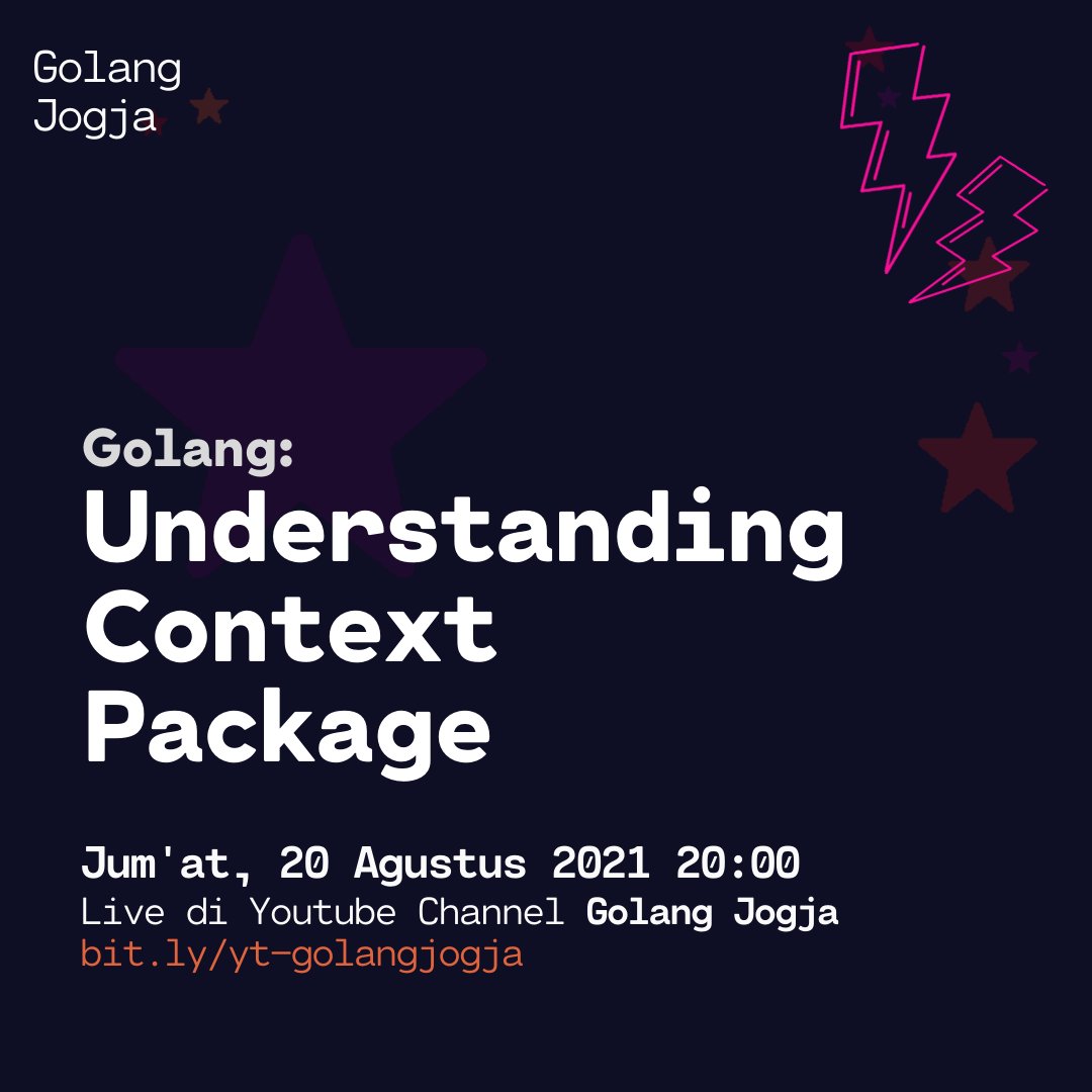 GolangJogja's tweet image. Halo, Gophers Jogja 👋

Golang Jogja akan mengadakan meetup online ketiga dengan agenda:
- Saling Sapa (Keakraban)
- Sharing Session

Temen-temen bisa ikutan melalui Youtube Channel Golang Jogja (bit.ly/yt-golangjogja).
Pada Hari Jumat, 20 Agustus 2021 pukul 20:00 WIB