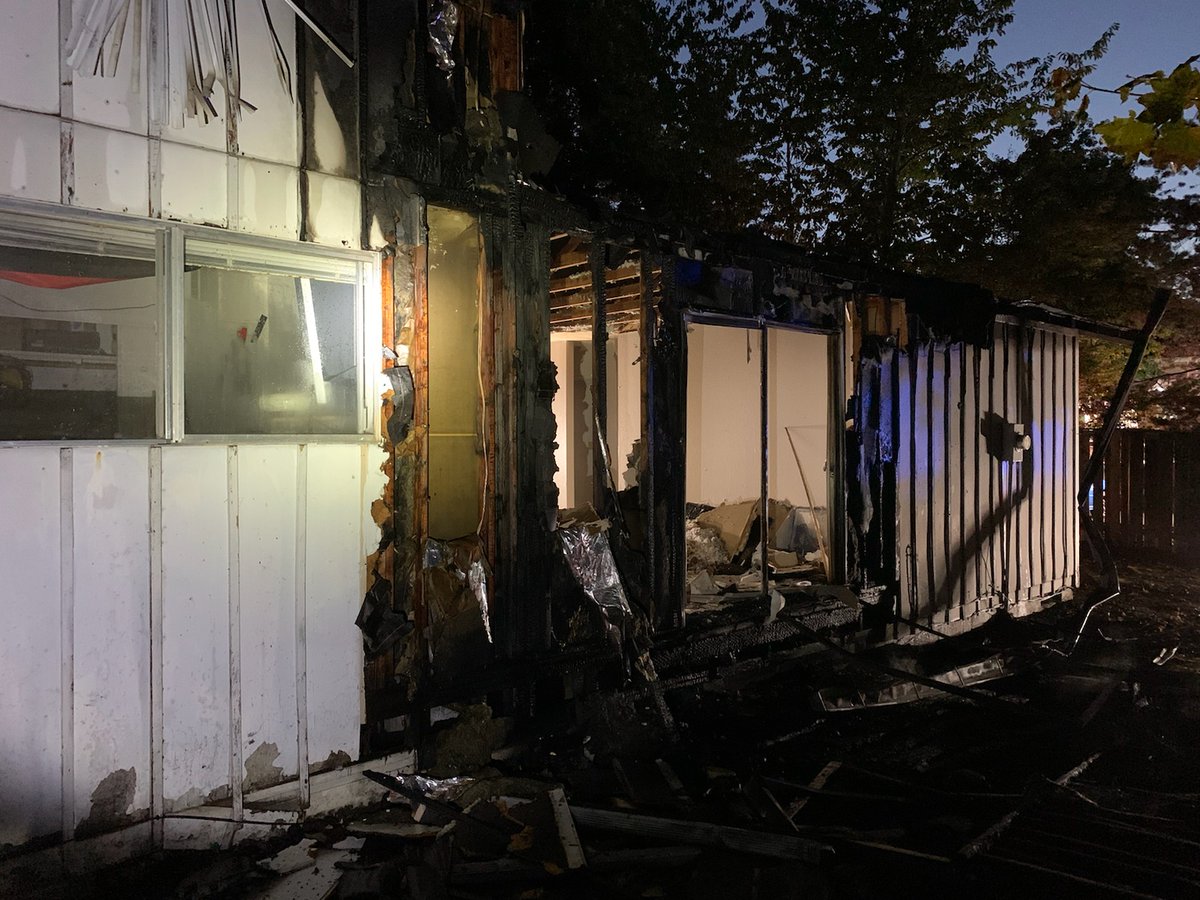 TVFR's tweet photo. Here are a few pictures of the SW 185th fire. Thank you to our partners @HillsboroFire, @WCSOOregon, @MetroWestAmb, and @portlandgeneral for their assistance with this incident. https://t.co/hRhV4lKR8M