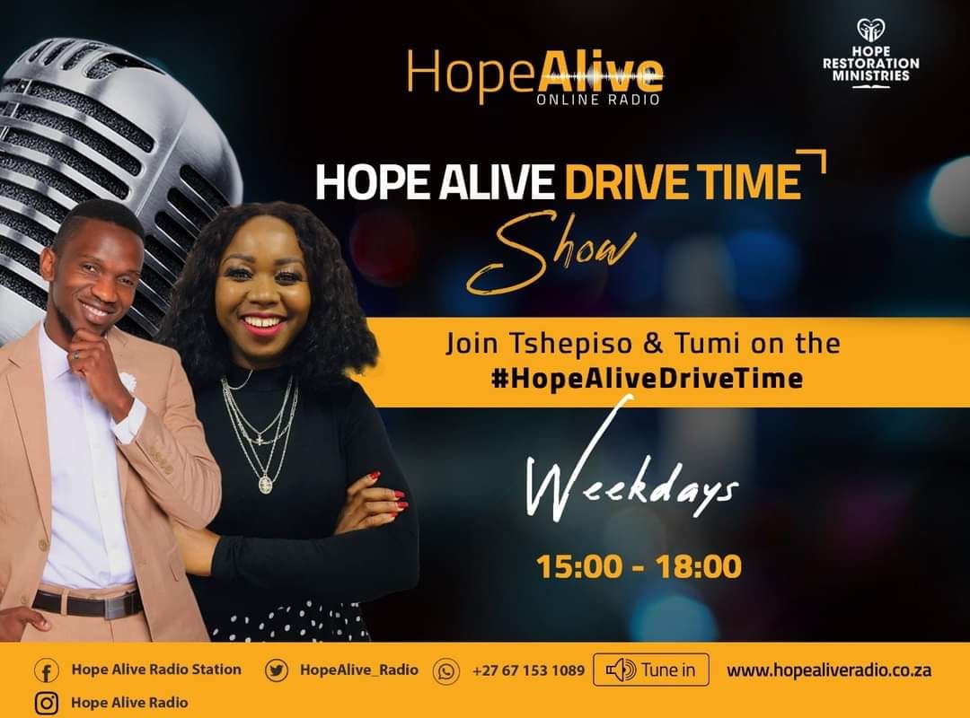 HopeAlive_Radio's tweet photo. Buckle up & let the #HopeAliveDriveTime team Tumi & Tshepiso accompany you home this #MountainMovingMonday
Engageπ±: 067 153 1089
Tune inπ»:https://t.co/NFisafFOI4
Let us know, Which industries do you think are male-dominated and what may be the reasons thereof? #HopeAliveRadio https://t.co/9aYadQjMiB