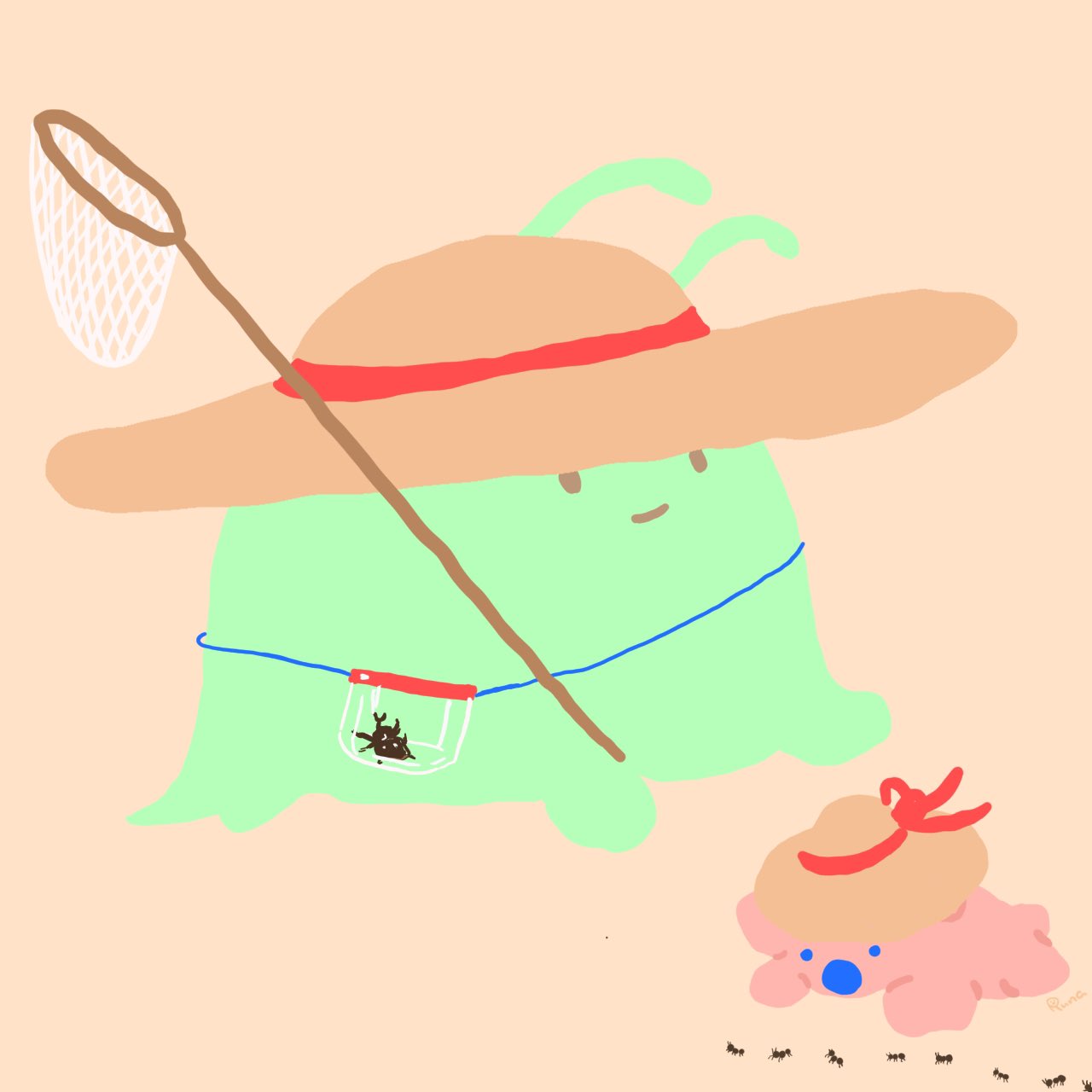 ネッシーもどきとコアラのあかちゃん 虫取り ネッシーもどきとコアラのあかちゃん ゆるキャラ 絵描きさんと繋がりたい 絵 いらすと イラスト イラスト好きな人と繋がりたい かわいい オリジナルキャラクター 夏 夏休み 虫取り カブトムシ