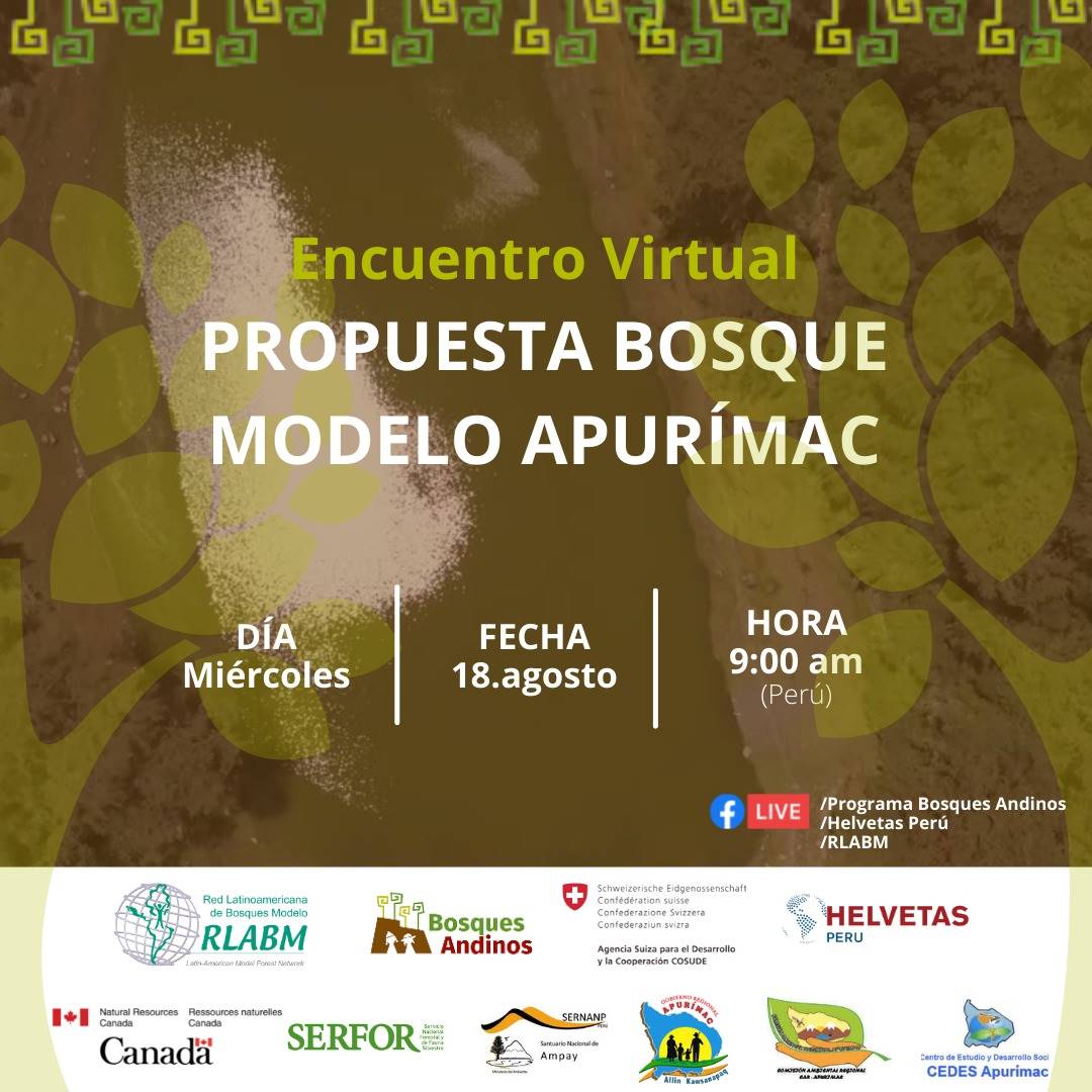 bosquemodelo's tweet photo. Invitamos al público general a la presentación de la propuesta de #bosquemodelo Abancay – Apurímac
📆⏱18 de Agosto 8:00a.m. Centroamérica/9:00a.m.#Perú
💻 Trasmisión en vivo a través de las cuentas de Facebook de @BosquesAndinos y @BosquesModelo
@HelvetasPeru
CAR #Apurimac https://t.co/2rlaz6eawT