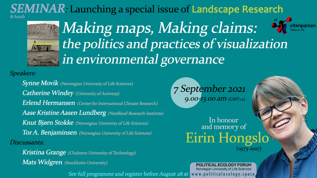 Join us to present a special issue of <a href="/LandscapeResJ/">Landscape Research</a> in a seminar (+ lunch) <a href="/Vitenparken/">Vitenparken</a> in honour and memory of Eirin Hongslo. Register here: politicalecology.space/seminar-making…