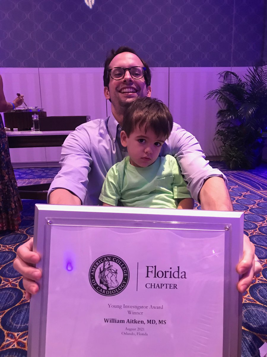 Many congrats and proud of @williamaitken for winning this years Young Investigators Award at @FloridaACC in Orlando for his work on the impacts of greenness on cardiovascular disease. @DrJGoldberger @UmJmhIMRes @umiamimedicine @JacksonHealth @UMiamiHealth @UMiamiMedNews