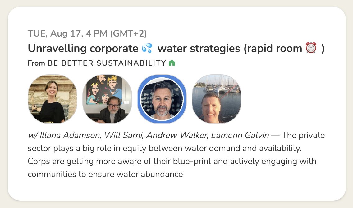 Bluewashing vs. action for #water equity. In 24 hours, join us for the good, the bad and the ugly of corporate water strategies, with <a href="/illanabebetter1/">illana@bebetterbox.com</a>, <a href="/eamonngalvin/">eamonngalvin</a>  and @SarniWilliam in Clubhouse: clubhouse.com/event/PvRgog5D