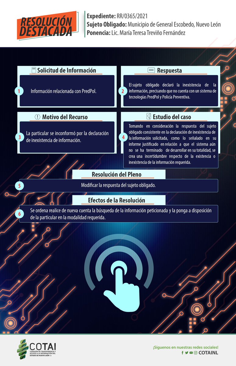 INFONLMX's tweet photo. Conoce la #ResoluciónDestacada de esta semana👇🏼
🔘 Ponencia: @MaTeresaTrevino
Recuerda que en la @COTAINL garantizamos tu derecho de acceso a la información 🔎 https://t.co/RI78WRWNBY