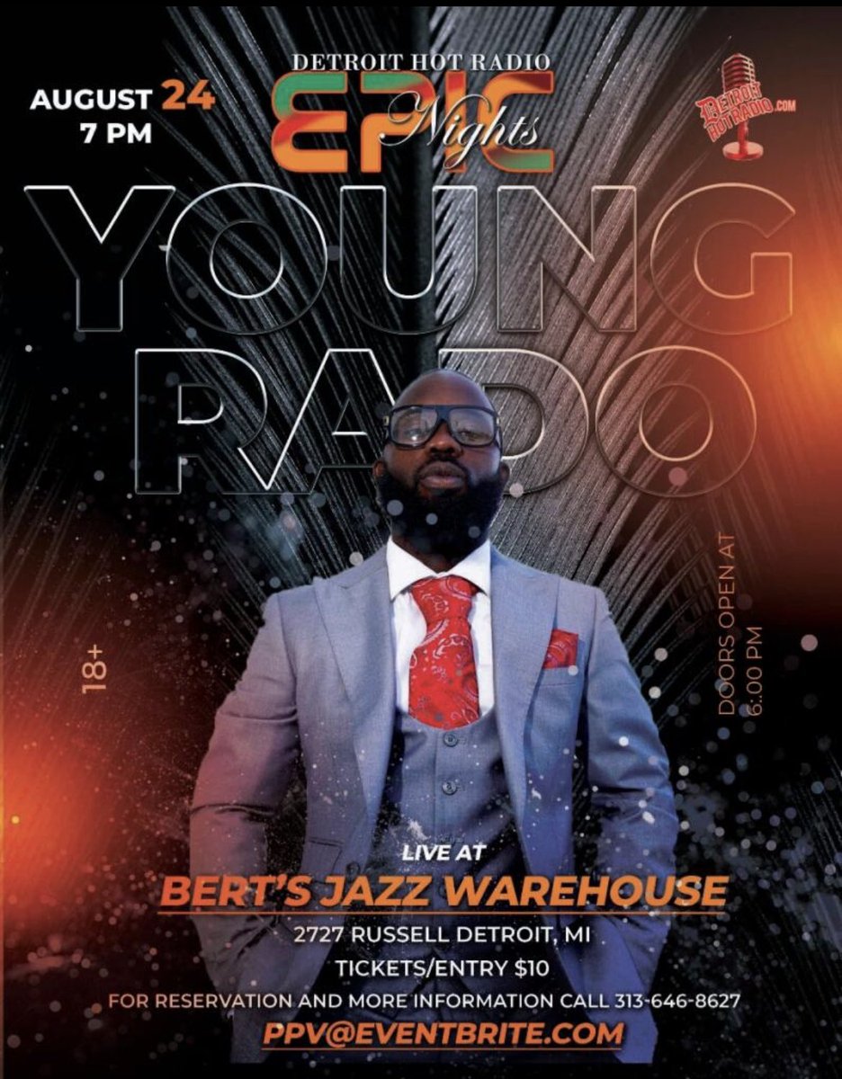 youngradomusic's tweet image. #Goodmorninggoodpeople #PerformanceAlert I’ll be performing live @ DetroitHotRadio.Com Epic Nights Tuesday August 24th @7pm Come out and experience Young Rado The Godfather perform live! #YoungRado #TheGodfather #LRLabel
