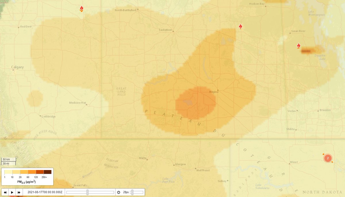 jaredmysko's tweet photo. Just looked at https://t.co/E5jmepMltx this is coming straight towards Regina. #CalgarySmoke We are going to get more forest fire smoke this morning, peaking between noon at 8pm. #YQR
#yqrBike #yqrtraffic Combine that with +34C and prepare to wash out your a/c filters! https://t.co/baaKIs6vzs