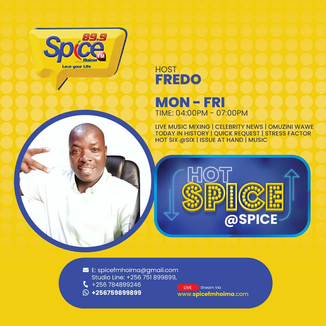 SpiceFMHoima's tweet photo. Hotspice@spice from 4pm-7pm with Fredo,which song do you want to listen to? https://t.co/eIDzkhxjKX