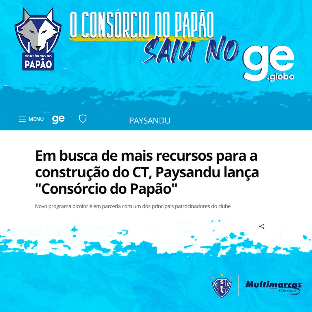 multimarcas's tweet image. Muito orgulho de ver nossa parceria com o @paysandu ser pauta na mídia! O Consórcio do Papão já saiu na Lance, Exame e agora no ge.globo!

Leia a matéria completa: lnkd.in/da8RdrJa

#ConsorciodoPapao #TimeMultimarcas #consorcios